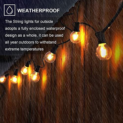 YUNSOVA Outdoor String Lights LED - 100FT 2 Pack Outdoor Lights for Patio with 52 Waterproof Bulbs, Connectable Commercial Hanging Lights for Outside Backyard Balcony Party
