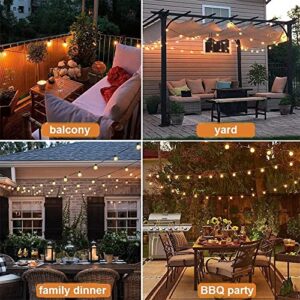 YUNSOVA Outdoor String Lights LED - 100FT 2 Pack Outdoor Lights for Patio with 52 Waterproof Bulbs, Connectable Commercial Hanging Lights for Outside Backyard Balcony Party