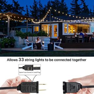 YUNSOVA Outdoor String Lights LED - 100FT 2 Pack Outdoor Lights for Patio with 52 Waterproof Bulbs, Connectable Commercial Hanging Lights for Outside Backyard Balcony Party