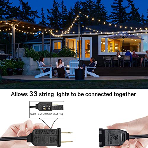 YUNSOVA Outdoor String Lights LED - 100FT 2 Pack Outdoor Lights for Patio with 52 Waterproof Bulbs, Connectable Commercial Hanging Lights for Outside Backyard Balcony Party