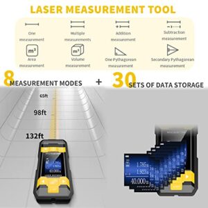 UTINOS 3 in 1 Stud Finder with Laser Level & Laser Measurement Tool Cross Line Laser Level Tool with Rechargable Battery Large Color Backlit Display