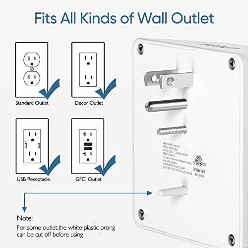 LENCENT Multi Plug 6 Outlet Extender, 2 Pack Surge Protector Wall tap, Power Strip 3-Side Widely Spaced Adapter Multiple Charger Expander, Mountable Wall Splitter for Home Travel Office, ETL Listed