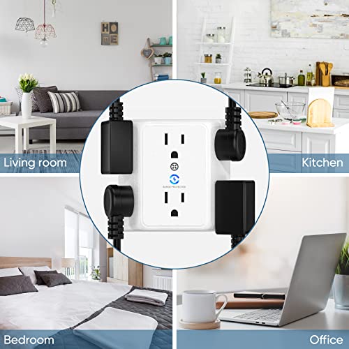 LENCENT Multi Plug 6 Outlet Extender, 2 Pack Surge Protector Wall tap, Power Strip 3-Side Widely Spaced Adapter Multiple Charger Expander, Mountable Wall Splitter for Home Travel Office, ETL Listed