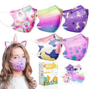fenfen kids kn95 face mask disposable - 50 pack kn 95 kid masks children small size breathable girls kids kn95 unicorn mask mascaras kn95 para niños