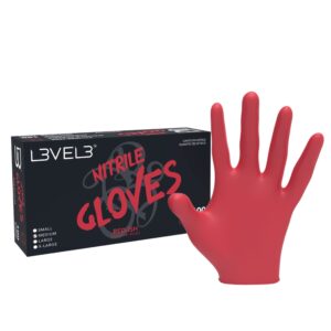 l3 level 3 nitrile gloves - professional heavy duty disposable gloves - latex free - fits snug - box of 100