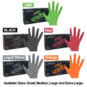 L3 Level 3 Nitrile Gloves - Professional Heavy Duty Disposable Gloves - Latex Free - Fits Snug - Box of 100