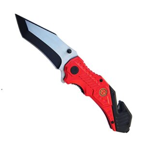 survival folding pocket knife, assist open, red