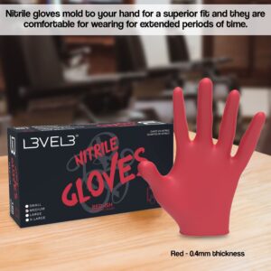 L3 Level 3 Nitrile Gloves - Professional Heavy Duty Disposable Gloves - Latex Free - Fits Snug - Box of 100