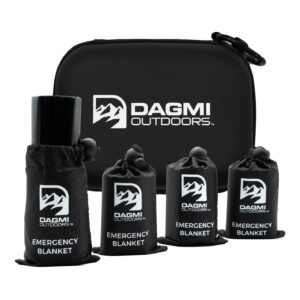 Dagmi Outdoors Emergency Survival Blanket 4 Pack Thermal Mylar Foil Space Blankets for Extreme Cold Weather - NASA Designed - Perfect for Camping, Hiking, Car, Warmth - Outdoor Waterproof Gear