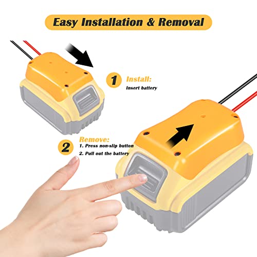 Newly for Dewalt Battery Adapter by Baridwon, Power Wheels Adapter for Dewalt Battery, 2 Kit Power Tools Conversion for 18v 20v 60v Batteries, Upgraded 12AWG Thick Copper Core Wire