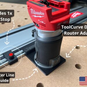 ToolCurve Guide Rail Adapter Compatible with Milwaukee Router - Made in USA