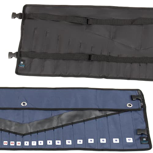 Rugged Tools Wrench Roll Up Pouch - Wrench Organizer & Tool Holder With SAE & Metric Labels