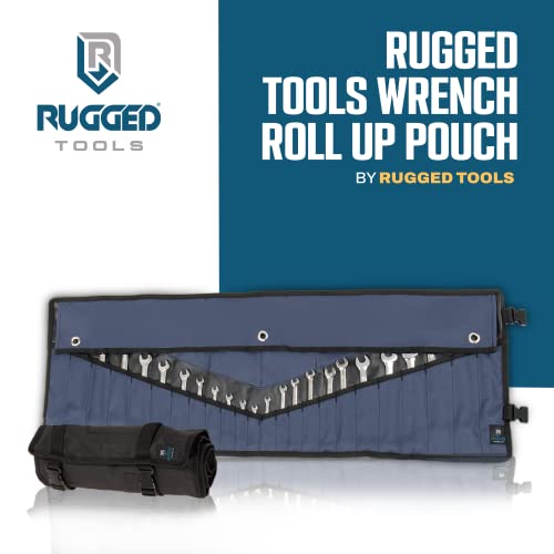 Rugged Tools Wrench Roll Up Pouch - Wrench Organizer & Tool Holder With SAE & Metric Labels