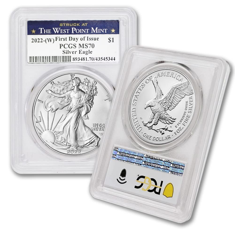 2022 (W) 1 oz American Silver Eagle MS-70 (First Day of Issue - Struck at the West Point Mint) $1 MS70 PCGS