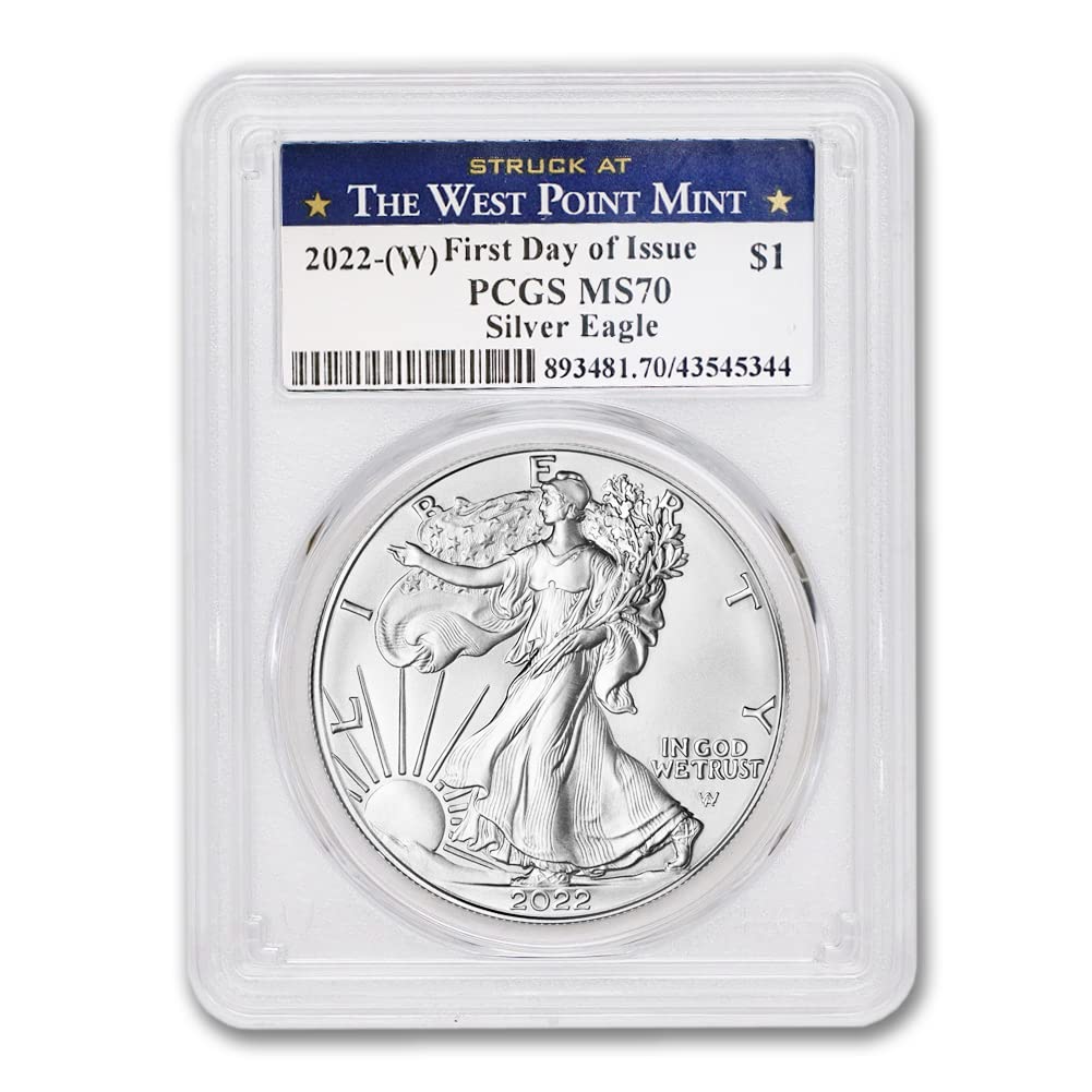 2022 (W) 1 oz American Silver Eagle MS-70 (First Day of Issue - Struck at the West Point Mint) $1 MS70 PCGS