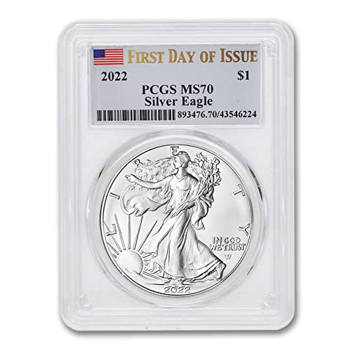 2022 1 oz American Silver Eagle MS-70 (First Day of Issue - Flag Label) $1 MS70 PCGS