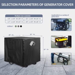 PALON Outdoor Waterproof Generator Covers, 38x30x28in Camping Dynamo Protection, Universal Generator Protector for Portable Generators 3000-5000W, Green