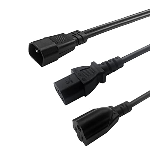 4 Pack C14 to C13+NEMA 5-15R Y Splitter Power Plug Cord