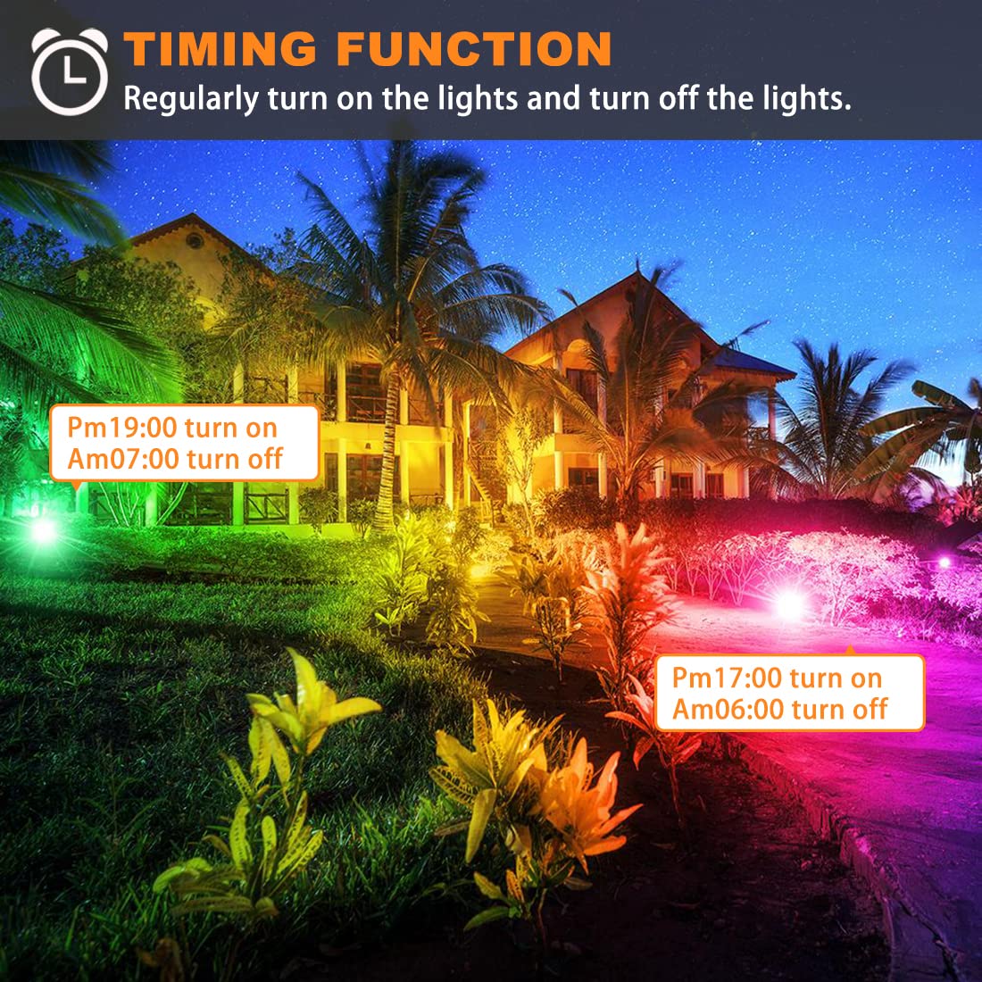 LED Flood Light Outdoor 800W Equivalent 8000LM Smart RGB Landscape Lighting with APP Control, DIY Scenes - Timing - Warm White 2700K - Color Changing Uplight, IP66 Waterproof US Plug MELPO(2Pack)