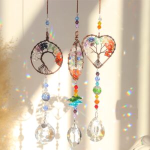 3pcs crystal suncatchers for windows hanging tree of life sun catchers decor with prisms for home indoor outdoor car making rainbows