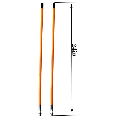 Orange 304 Snow Plow Blade Markers/Guides Kit 24'' Vertical Stud Mount Never Break Stainless Steel Join Fit for Polaris plow Mark The Edge of The Plow Most Blizzard Boss SNO-Way Western Meyer