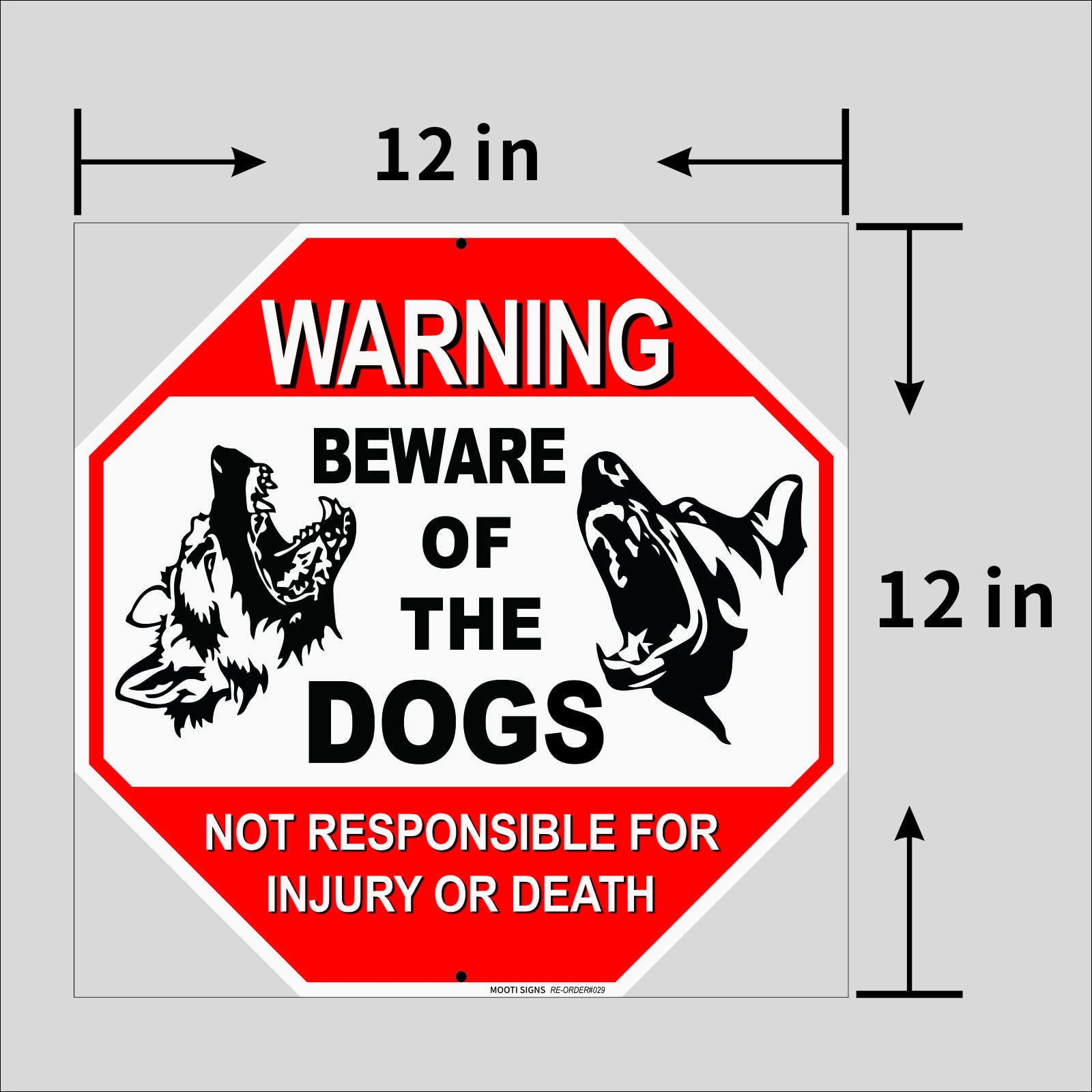 Beware of Dog Sign Reflective Highly Visible 12x12" Dog Warning Signs Beware of The Dogs Aluminum Warning Sign,2 Pack, Not Responsible for Injury Or Death , Business, Driveway Alert