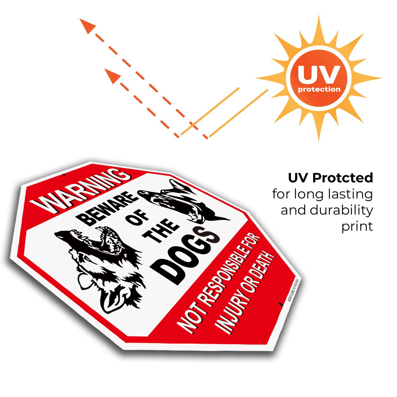 Beware of Dog Sign Reflective Highly Visible 12x12" Dog Warning Signs Beware of The Dogs Aluminum Warning Sign,2 Pack, Not Responsible for Injury Or Death , Business, Driveway Alert