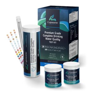 lab grade 17 in 1 drinking water test kit. detect multiple water chemical contaminants and coliform bacteria in water. 100 test strips + 2 bacteria tests. fsa - hsa reimbursement eligible