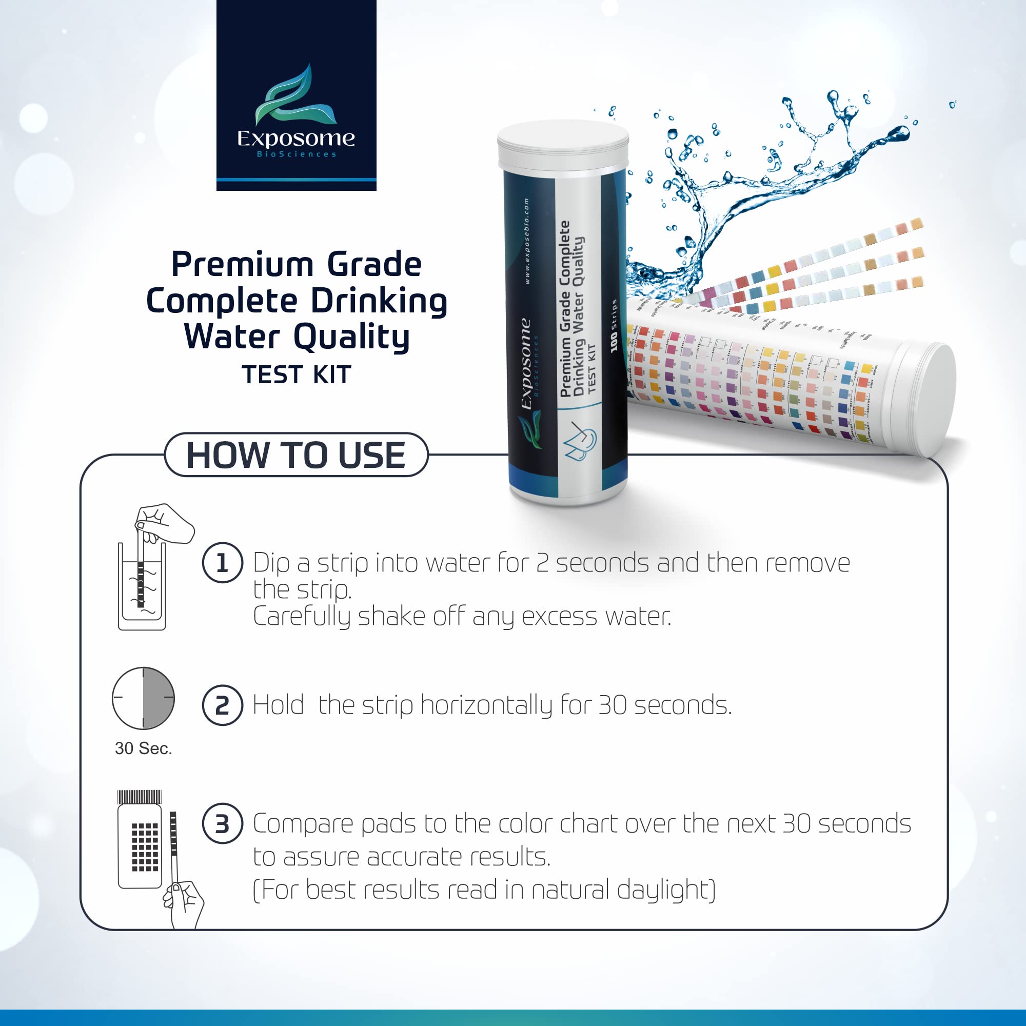 Lab Grade 17 in 1 Drinking Water Test Kit. Detect Multiple Water Chemical Contaminants and Coliform Bacteria in Water. 100 Test Strips + 2 Bacteria Tests. FSA - HSA Reimbursement Eligible