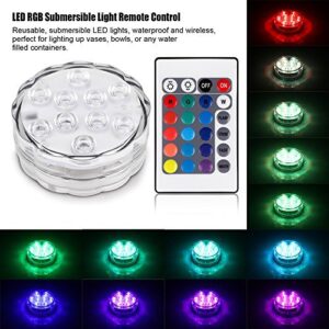 YHGSEE Submersible LED Lights, Waterproof Pond Lights, Pool Light Underwater Decorative Battery Operated RGB Color Changing Tea Lights with Remote Controlled for Outdoor Party (2 Pack)