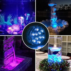 YHGSEE Submersible LED Lights, Waterproof Pond Lights, Pool Light Underwater Decorative Battery Operated RGB Color Changing Tea Lights with Remote Controlled for Outdoor Party (2 Pack)