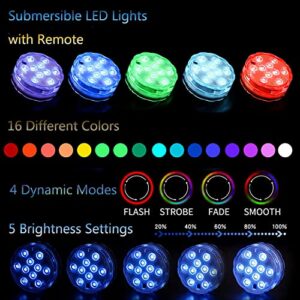 YHGSEE Submersible LED Lights, Waterproof Pond Lights, Pool Light Underwater Decorative Battery Operated RGB Color Changing Tea Lights with Remote Controlled for Outdoor Party (2 Pack)