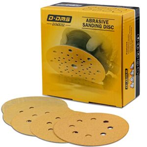 362x - 5 inch 8 hole gold sanding discs, 10 each of 80 120 220 320 400 grit sandpaper discs, 50pcs hook and loop orbital sander pads for woodworking - d dms dimeisi