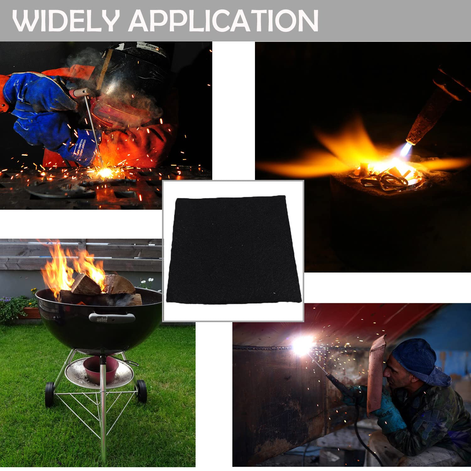 Fireproof Welding Blanket Heat Resistant Carbon Felt Fabric Flame for Smoker Gill Heat Resistant Up to 1800°F 36” x 36” Easy Cut Fire Proof Mat for Glass Blowing Auto Body Repair Camp and Wood stoves