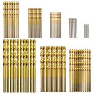 jfogo titanium twist drill bit set (60pcs）and 20pcs mini drill bits 1-3.5mm,0.5mm,0.8mm, hss42 fully ground micro drill bits for wood,soft metal,plastic, aluminum alloy,metric