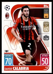 2021-22 topps match attax uefa champions league #348 davide calabria ac milan official ucl soccer trading card in raw (nm or better) condition