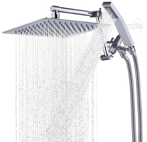 g-promise all metal 10 inch rainfall shower head with handheld spray combo| 3 settings diverter|adjustable extension arm with lock joints |71 inches stainless steel hose (chrome)
