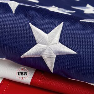 this 4x6 ft american flag for outside, usa flags strongest, longest lasting, heavy duty nylon, embroidered stars, sewn stripes, brass grommets perfect for outdoors! premium us flag