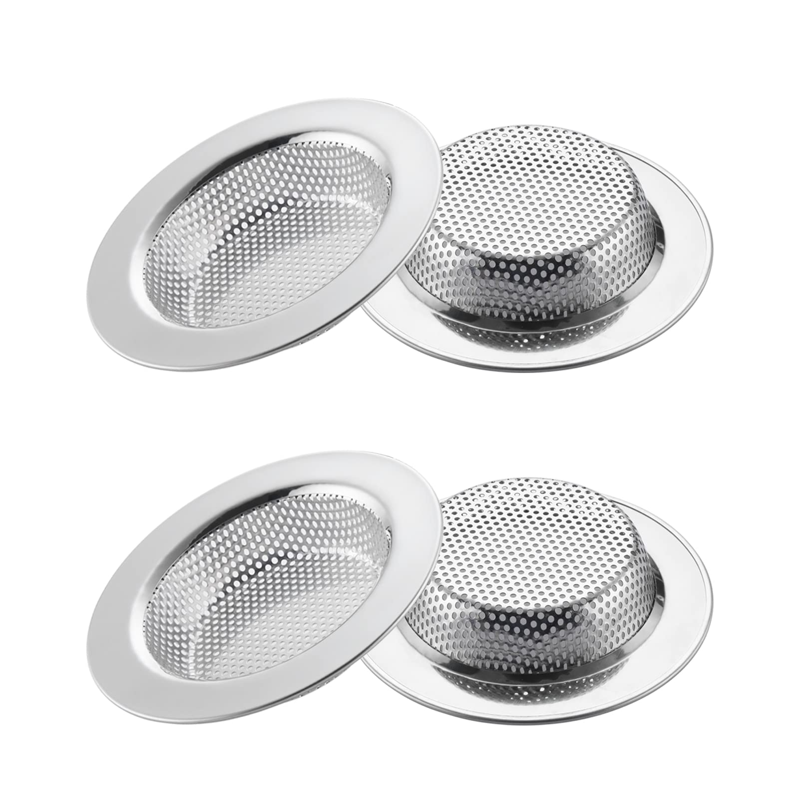 4PCS Kitchen Sink Strainer, WINDALY Stainless Steel Sink Drain Strainer with Large Wide Rim 4.5" Diameter, Sink Filter for Most Standard 3-1/2 Inch Kitchen Drain