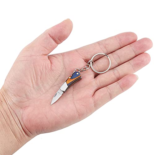 Luvbestaken 2PCS Small Pocket Knife, Mini Keychain Knife, EDC Stainless Steel Knife, Colorful Wood Handle Folding Knife, Blade length 1.5 inch, with Aluminum Gift Box 1