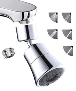 sundins chrome 720 degree swivel sink faucet aerator ,big angle faucet sprayer,rotatable sink adapter sprayer attachment for kitchen/bathroom male or female thread - easy install (2 balls joint)