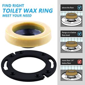 MENNTY Toilet Flange with Wax Ring for Toilets Replacement Kit Includes Bolts PVC Toilet Flange Repair Kit for 3" or 4" Pipes, Fit Toilet Install & Repair