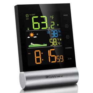 Wittime 2079 Indoor Outdoor Thermometer Wireless Temperature and Humidity Monitor Inside Outside Thermometer for Home with Temp Sensor,hd lcd