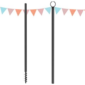 espird metal string light poles for outdoor 2 pack,10 feet outside pole, backyard patio light poles for parties bistro wedding,