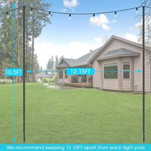 Espird Metal String Light Poles for Outdoor 2 Pack,10 Feet Outside Pole, Backyard Patio Light Poles for Parties Bistro Wedding,