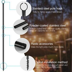 Espird Metal String Light Poles for Outdoor 2 Pack,10 Feet Outside Pole, Backyard Patio Light Poles for Parties Bistro Wedding,