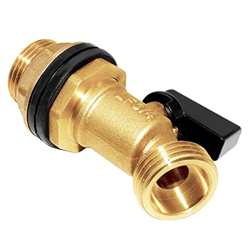 Joywayus Brass Water Container/Rain Barrel Spigot 3/4" Threaded Quarter Turn Ball Valve with Bulkhead Fitting, Suitable for Garden Hose Thread Connection