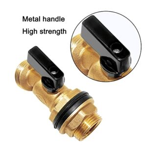 Joywayus Brass Water Container/Rain Barrel Spigot 3/4" Threaded Quarter Turn Ball Valve with Bulkhead Fitting, Suitable for Garden Hose Thread Connection