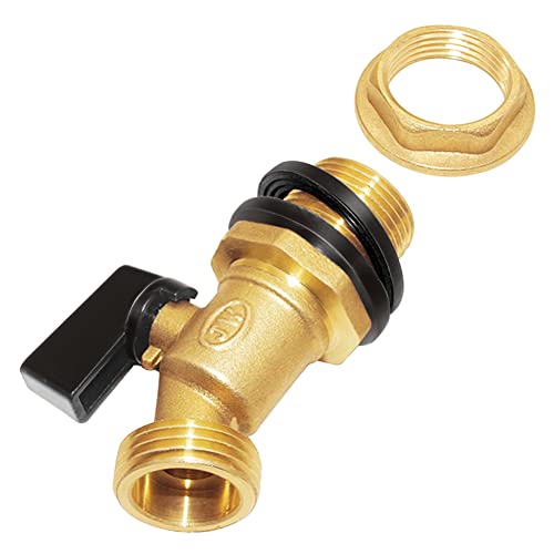 Joywayus Brass Water Container/Rain Barrel Spigot 3/4" Threaded Quarter Turn Ball Valve with Bulkhead Fitting, Suitable for Garden Hose Thread Connection