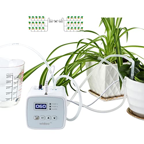 Automatic Watering System 15 Potted Plants, Dual-Pump Irrigation Kit, 49ft Tube Plant Self Watering System with LCD Screen & 5V USB Power Operation for Indoor Potted Plants, Vacation Plant Watering
